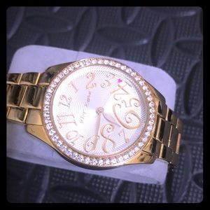 Gold bling Betsy Johnsons stainless steel watch
